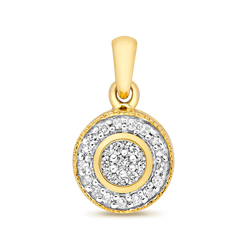9ct Yellow Gold Diamond Pendant 0.1CT