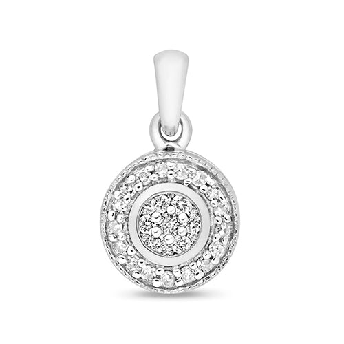9ct White Gold Diamond Pendant 0.1CT