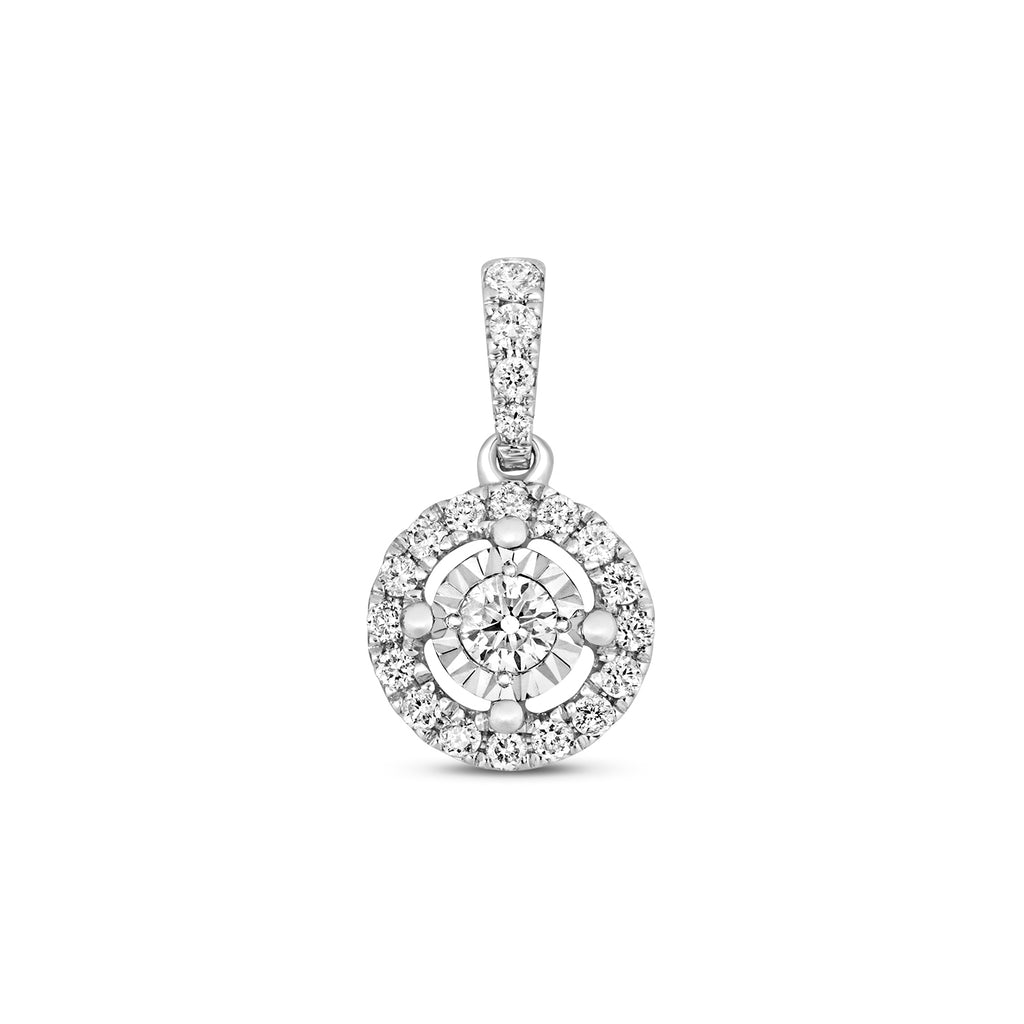 Tlws Diemwnt Aur Gwyn 9ct 0.27CT