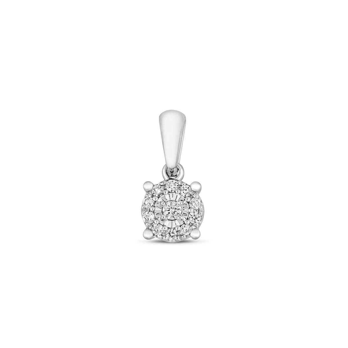 Pendent Diemwnt Aur Gwyn 9ct 0.06CT