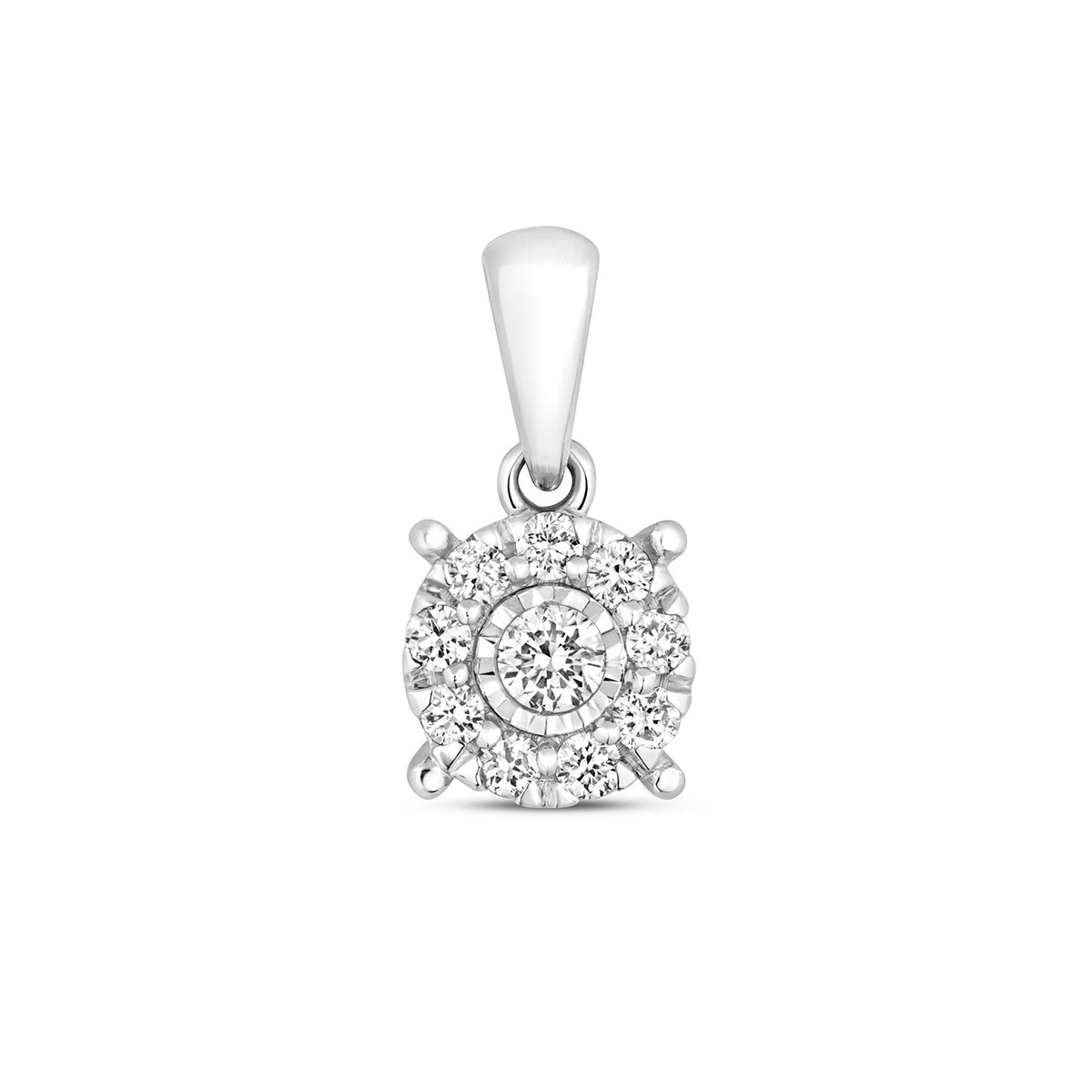 Pendant Diemwnt Aur Gwyn 9ct 0.2CT