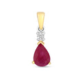 Pendent Rhuddem a Diemwnt Aur Melyn 9ct 0.85CT