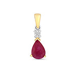 Pendent Rhuddem a Diemwnt Aur Melyn 9ct 0.85CT