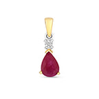 Pendent Rhuddem a Diemwnt Aur Melyn 9ct 0.85CT