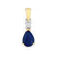 Pendent Saffir a Diemwnt Aur Melyn 9ct 0.85CT
