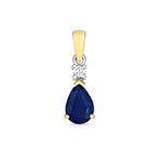 Pendent Saffir a Diemwnt Aur Melyn 9ct 0.85CT