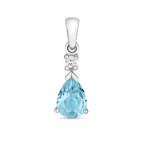 Pendant Aur Gwyn 9ct Acwamarin a Diemwnt 0.75CT