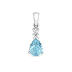 Pendant Aur Gwyn 9ct Acwamarin a Diemwnt 0.75CT