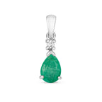 Tlws Emrallt a Diemwnt Aur Gwyn 9ct 0.75CT