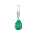 Tlws Emrallt a Diemwnt Aur Gwyn 9ct 0.75CT