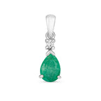 Tlws Emrallt a Diemwnt Aur Gwyn 9ct 0.75CT