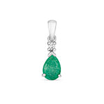 Tlws Emrallt a Diemwnt Aur Gwyn 9ct 0.75CT