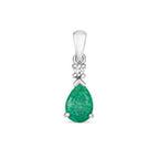 Tlws Emrallt a Diemwnt Aur Gwyn 9ct 0.75CT