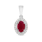 Pendent Rhuddem a Diemwnt Aur Gwyn 9ct 0.600+0.090CT