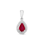 Tlws Aur Gwyn 9ct gyda Rhuddem a Diemwnt 0.590+0.090CT