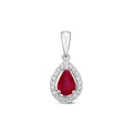 Tlws Aur Gwyn 9ct gyda Rhuddem a Diemwnt 0.590+0.090CT