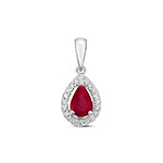 Tlws Aur Gwyn 9ct gyda Rhuddem a Diemwnt 0.590+0.090CT