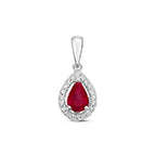 Tlws Aur Gwyn 9ct gyda Rhuddem a Diemwnt 0.590+0.090CT