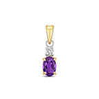 Pendent Amethest a Diemwnt 0.4CT Aur Melyn 9ct