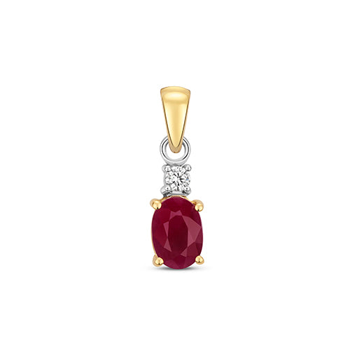 Tlws Rhuddem a Diemwnt Aur Melyn 9ct 0.5CT