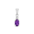 Pendant Amethyst a Diemwnt Aur Gwyn 9ct 0.4CT