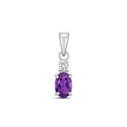 Pendant Amethyst a Diemwnt Aur Gwyn 9ct 0.4CT