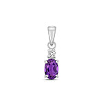 Pendant Amethyst a Diemwnt Aur Gwyn 9ct 0.4CT