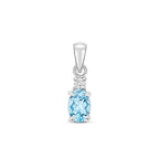 Pendant Acwamarin a Diemwnt Aur Gwyn 9ct 0.5CT