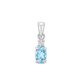 Pendant Acwamarin a Diemwnt Aur Gwyn 9ct 0.5CT