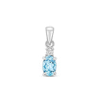 Pendant Acwamarin a Diemwnt Aur Gwyn 9ct 0.5CT