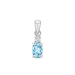 Pendant Acwamarin a Diemwnt Aur Gwyn 9ct 0.5CT