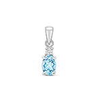 Pendant Acwamarin a Diemwnt Aur Gwyn 9ct 0.5CT