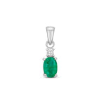 Pendant Emrallt a Diemwnt Aur Gwyn 9ct 0.45CT