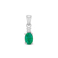 Pendant Emrallt a Diemwnt Aur Gwyn 9ct 0.45CT