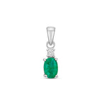 Pendant Emrallt a Diemwnt Aur Gwyn 9ct 0.45CT
