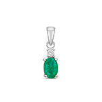 Pendant Emrallt a Diemwnt Aur Gwyn 9ct 0.45CT