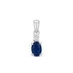 Pendent Saffir a Diemwnt Aur Gwyn 9ct 0.5CT