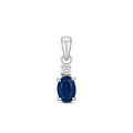 Pendent Saffir a Diemwnt Aur Gwyn 9ct 0.5CT