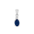 Pendent Saffir a Diemwnt Aur Gwyn 9ct 0.5CT