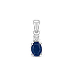Pendent Saffir a Diemwnt Aur Gwyn 9ct 0.5CT