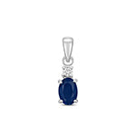 Pendent Saffir a Diemwnt Aur Gwyn 9ct 0.5CT