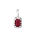 Pendent Rhuddem a Diemwnt Aur Gwyn 9ct 0.700+0.100CT