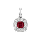 Pendant Rhuddem a Diemwnt Aur Gwyn 9ct 0.420+0.160CT