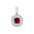 Pendant Rhuddem a Diemwnt Aur Gwyn 9ct 0.420+0.160CT