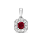 Pendant Rhuddem a Diemwnt Aur Gwyn 9ct 0.420+0.160CT