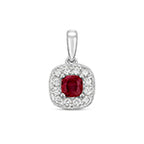 Pendant Rhuddem a Diemwnt Aur Gwyn 9ct 0.420+0.160CT