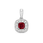 Pendant Rhuddem a Diemwnt Aur Gwyn 9ct 0.420+0.160CT