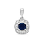 9ct White Gold Sapphire and Diamond Pendant 0.460+0.160CT