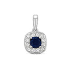 9ct White Gold Sapphire and Diamond Pendant 0.460+0.160CT