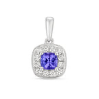 Pendant Tansanit a Diemwnt Aur Gwyn 9ct 0.320+0.160CT